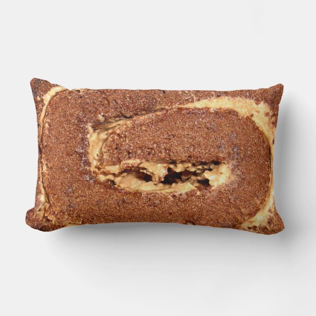 Chocolate Coffee Cream Roll Cake, Lumbar Pillow (Front)