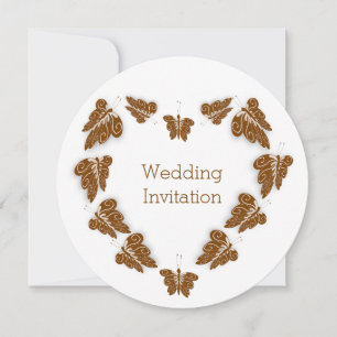 Chocolate Coloured Butterflies Design Wedding Invitation