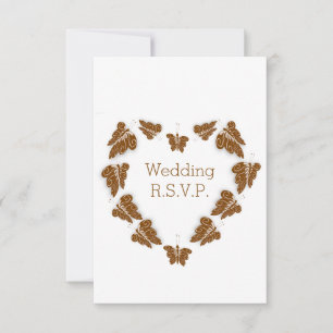 Chocolate Coloured Butterflies Design Wedding RSVP Card
