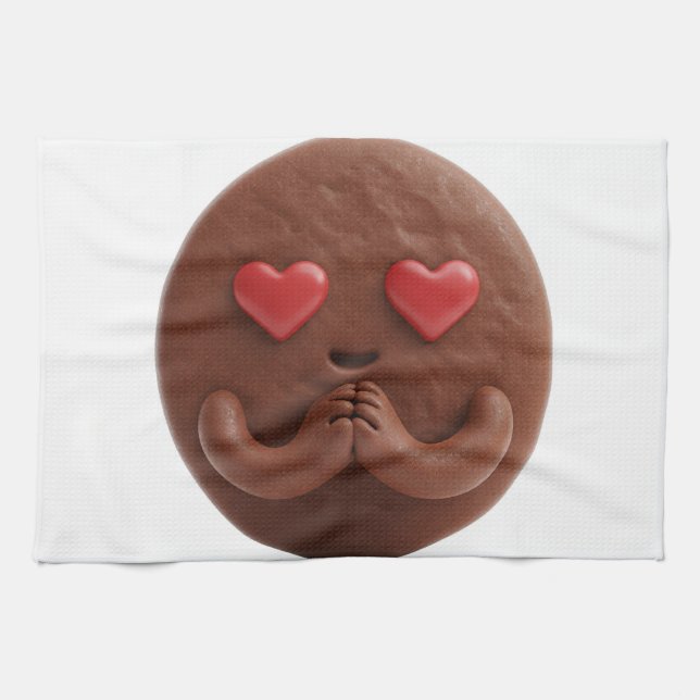 Chocolate Cookie in Love, Heart Eyes Kitchen Towel (Horizontal)