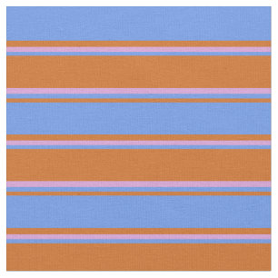 Chocolate, Cornflower Blue & Plum Colored Pattern Fabric