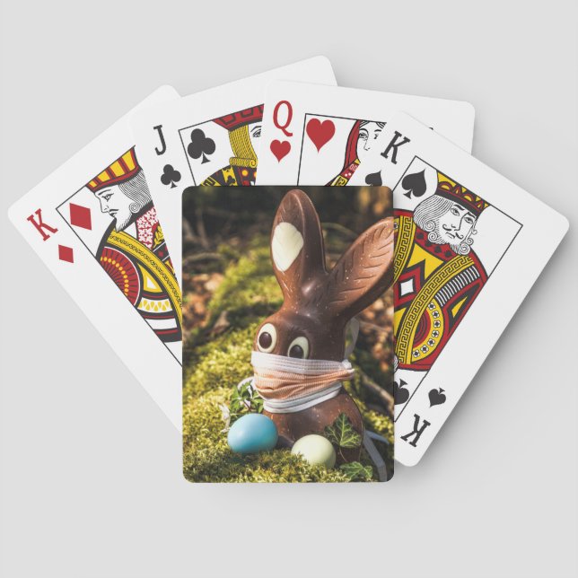 Chocolate Corona Easter Bunny Poker Cards (Back)