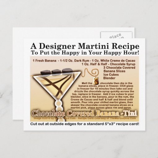 Chocolate Covered Banana Martini Recipe Postcard Zazzle