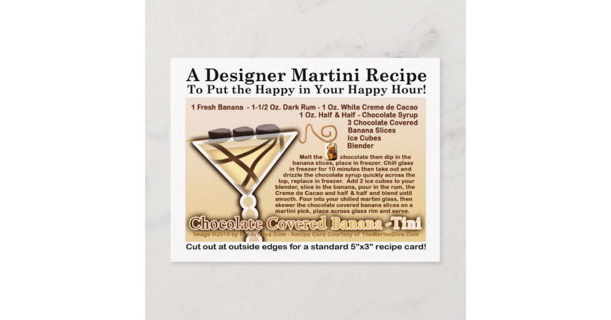 Chocolate Covered Banana Martini Recipe Postcard Zazzle