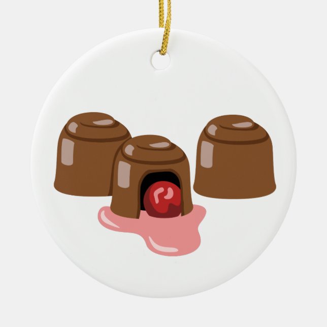 Chocolate Covered Cherries Ceramic Ornament (Front)