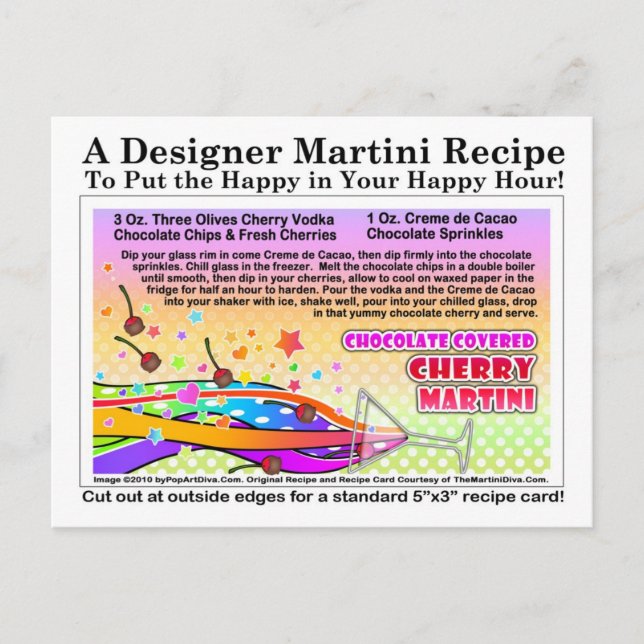 Chocolate Covered Cherry Martini Recipe Postcard (Front)