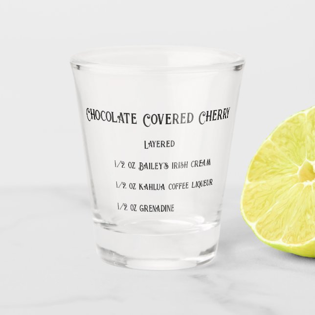 Chocolate covered cherry novelty shot glass (Front)