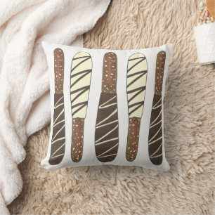 Chocolate Covered Dipped Pretzel Rods Sticks Salty Throw Pillow