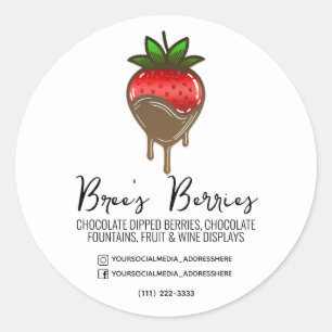Chocolate Covered Dipped Strawberries Berries Classic Round Sticker