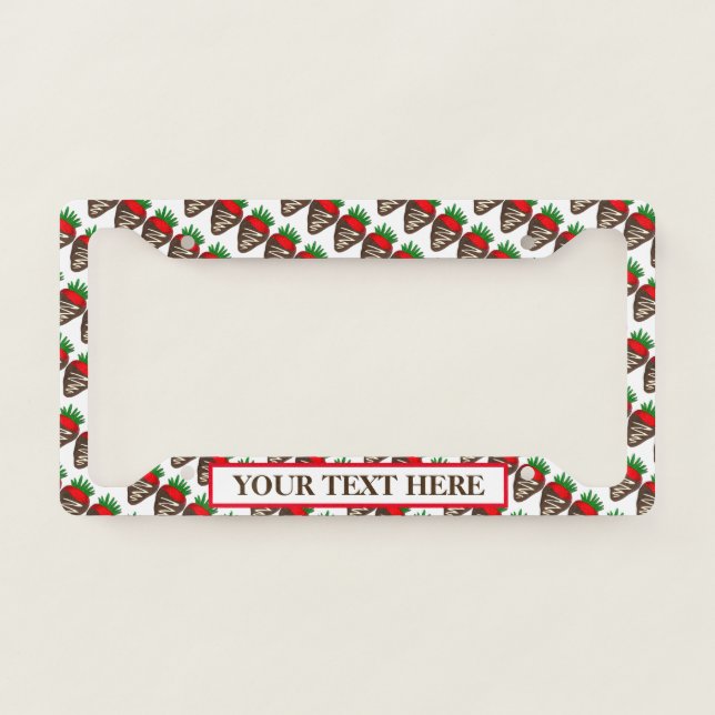 Chocolate Covered Dipped Strawberries Berry Foodie License Plate Frame (Front)