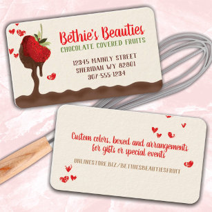 chocolate covered dipped strawberry confections bu business card