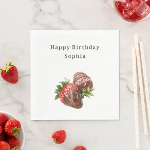 Chocolate Covered Strawberries Birthday Napkins