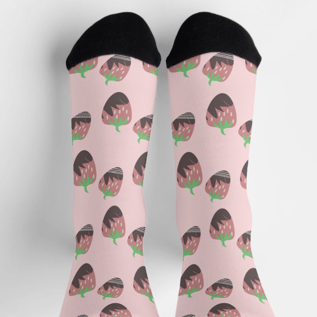 Chocolate Covered Strawberries Pink Fruit Socks (Top)