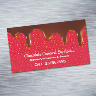 Chocolate Covered Strawberry Business Card Magnet