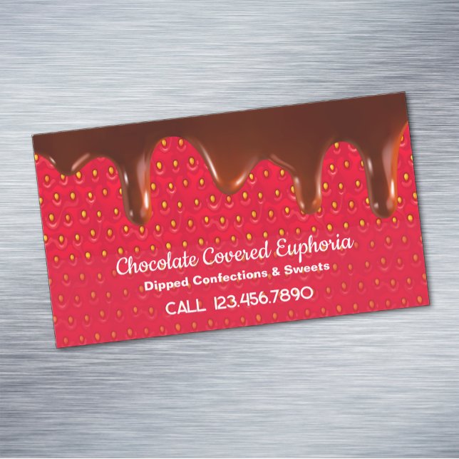 Chocolate Covered Strawberry Business Card Magnet (Chocolate Covered Strawberry Business Card Magnets)