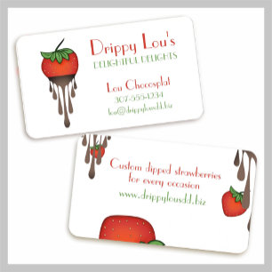 chocolate covered strawberry chef catering business card