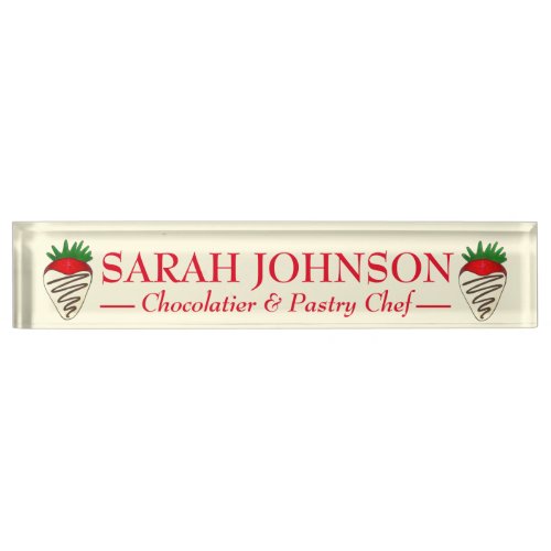 Chocolate Covered Strawberry Chocolatier Chef Desk Name Plate