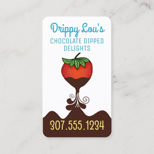 chocolate covered strawberry dessert confections b business card (Front)