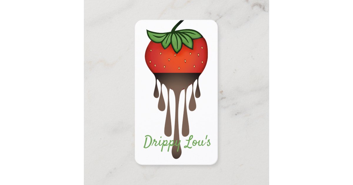 chocolate covered strawberry dessert confections business card Zazzle