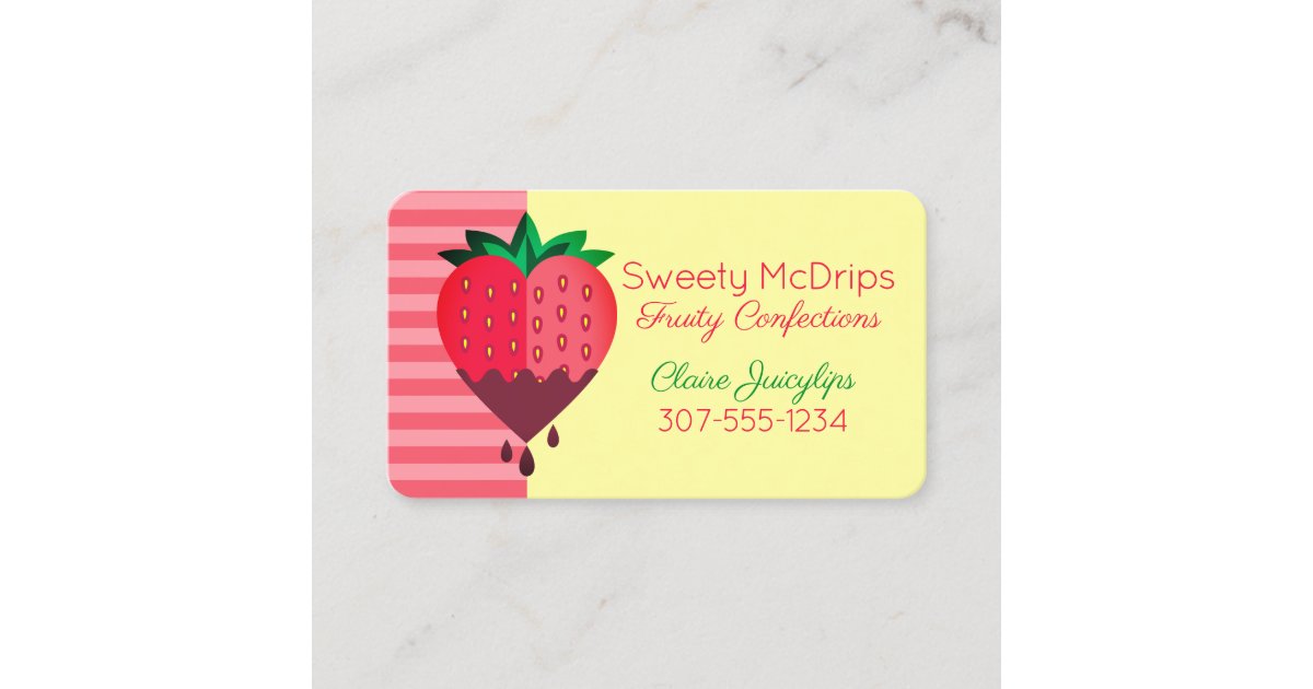 chocolate covered strawberry fruit confections business card Zazzle