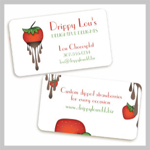 Chocolate covered strawberry fruit confections business card