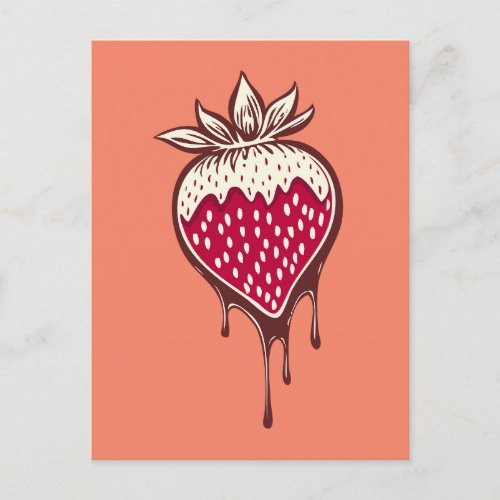 chocolate covered strawberry holiday postcard