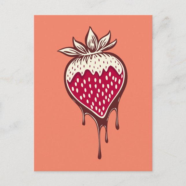 chocolate covered strawberry holiday postcard (Front)