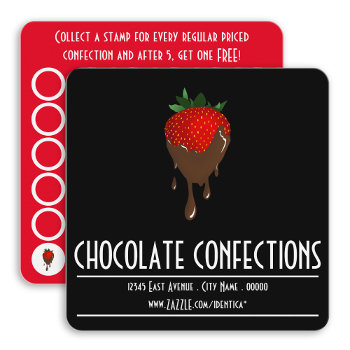 Chocolate Covered Strawberry Square Stamp Card by identica at Zazzle