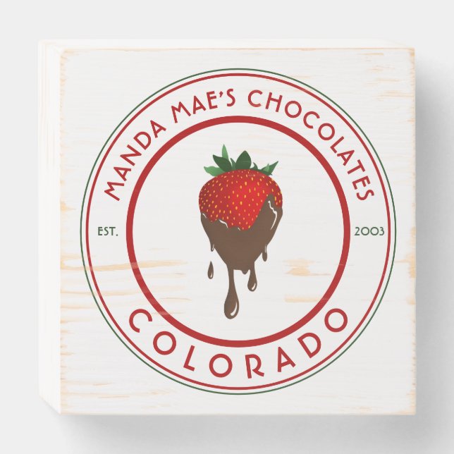 chocolate covered strawberry wooden box sign (Front Horizontal)