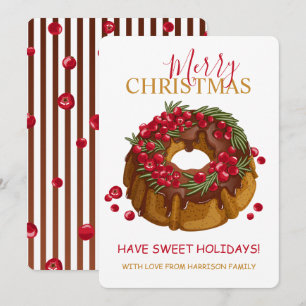 Chocolate Cranberry Bundt Cake Merry Christmas Holiday Card