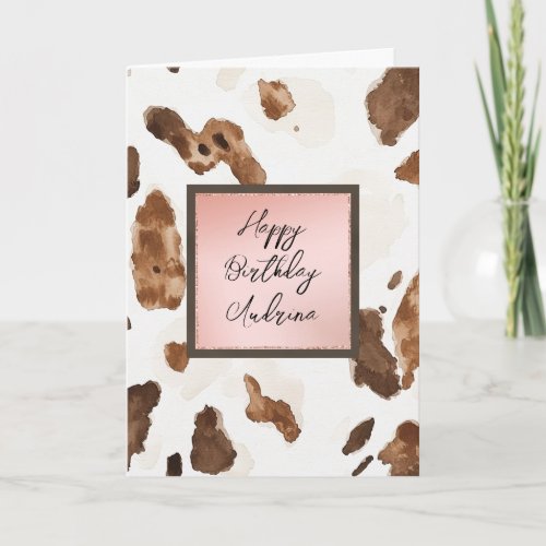 Chocolate Cream Animal Print Rose Blush Birthday