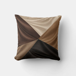 Chocolate Cream Draped Satin Effect Throw Pillow