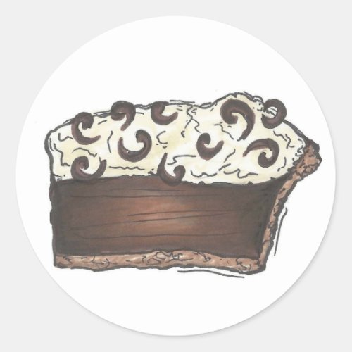 Chocolate Cream Pie Slice Foodie Baking Dessert Classic Round Sticker