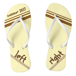 Chocolate Cream Stripe Left and Right Flip Flops