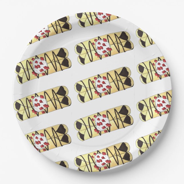 Chocolate Crêpe Pancake France French Food Crepes Paper Plates (Front)