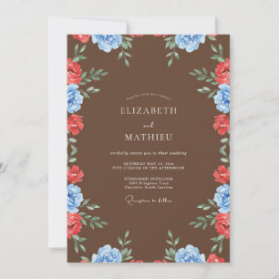 Chocolate Crimson Petal Wedding Invitation