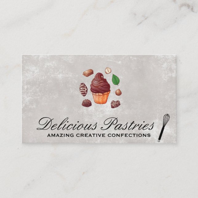 Chocolate Cup Cake and Confections | Whisk Business Card (Front)