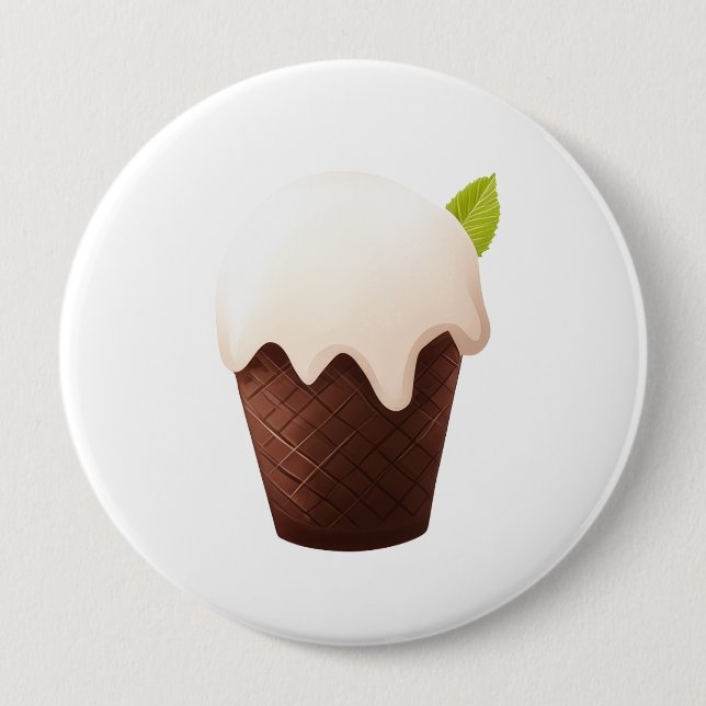 Chocolate Cup Gelato with Cream Topping and Mint Button (Front)