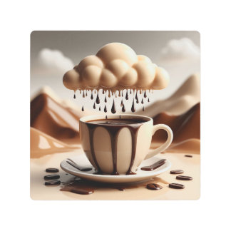 Chocolate Cup with Fantasy Cloud Dripping Metal Print