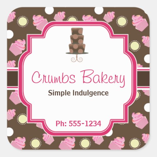 Chocolate Cupcake and 3 Tier cake Bakery Sticker