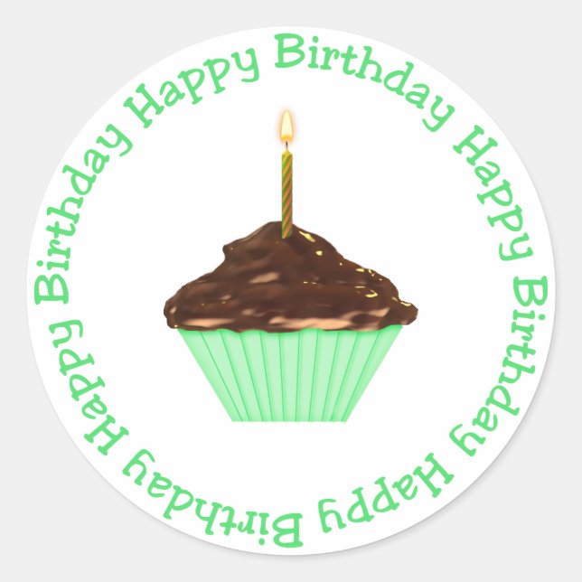 Chocolate Cupcake Birthday Sticker (Front)