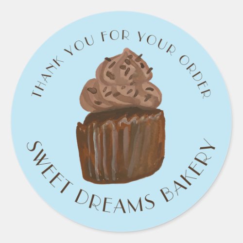 Chocolate Cupcake Catering Bakery ORDER THANK YOU Classic Round Sticker