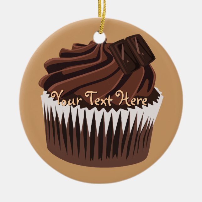 Chocolate Cupcake Ceramic Ornament (Front)