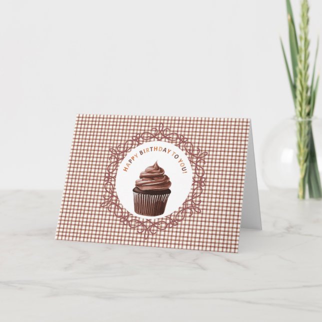 Chocolate Cupcake Happy Birthday Card (Front)