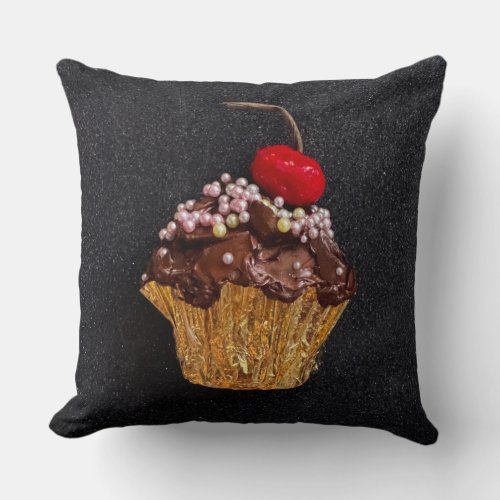 Chocolate cupcake Modern Throw pillow