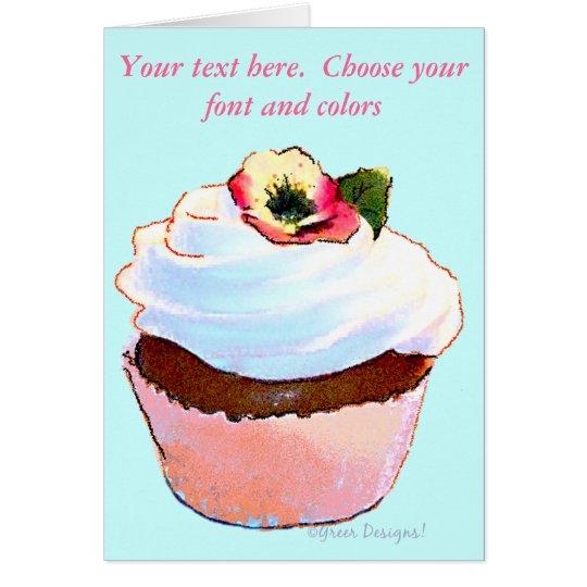 Chocolate Cupcake Pansy on Top Card