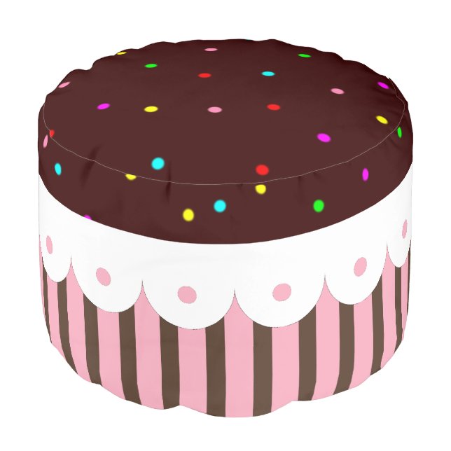Chocolate Cupcake Pouf Ottoman Footstool Kids (Angled Front)