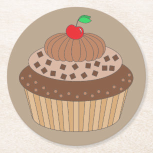 Chocolate Cupcake Round Paper Coaster