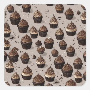 Chocolate Cupcake Square Sticker