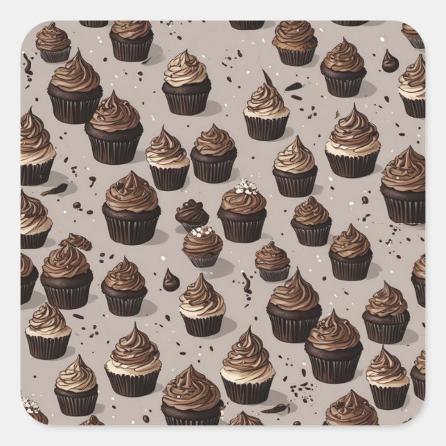 Chocolate Cupcake Square Sticker (Front)